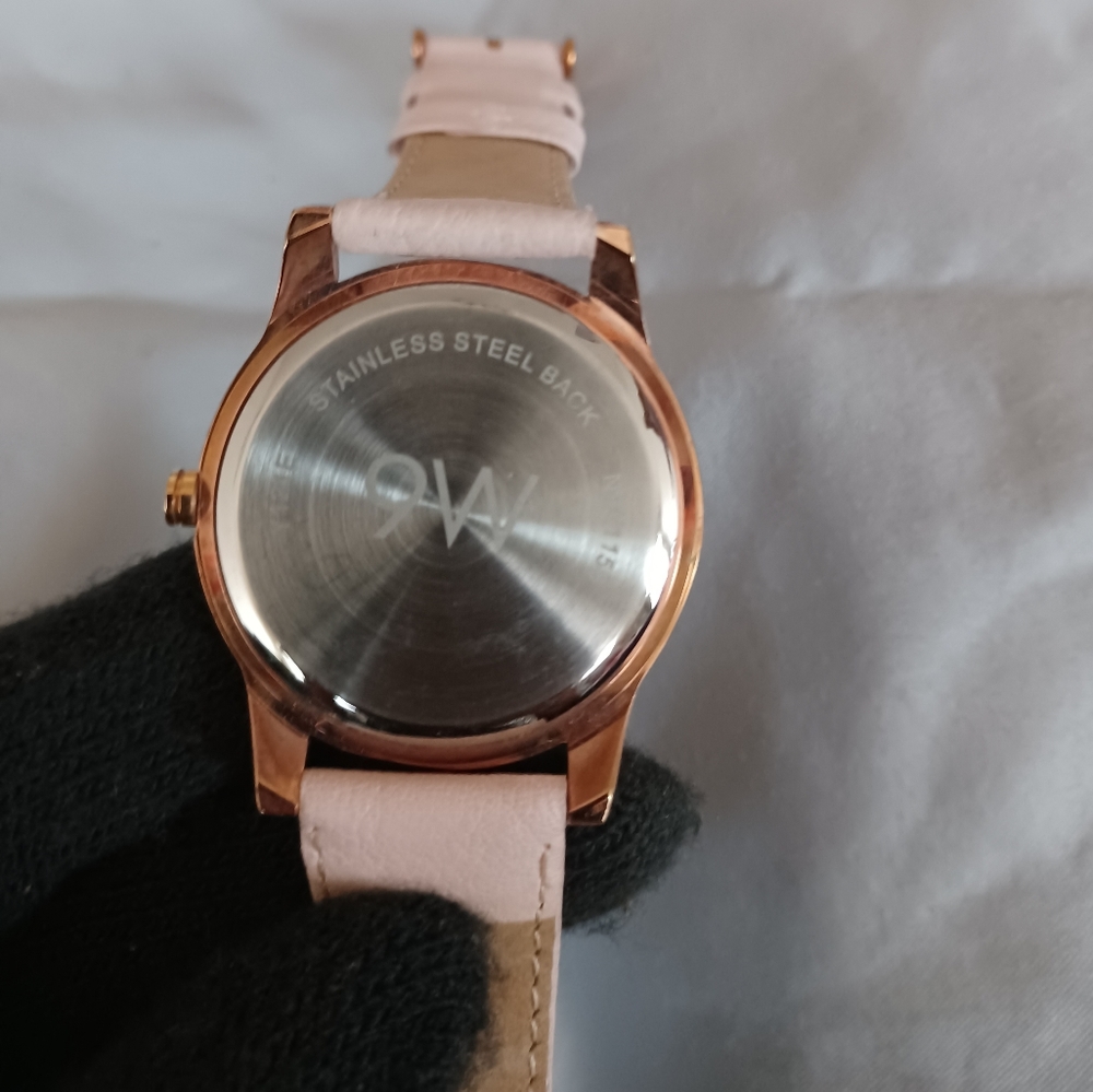 Nine West gold with Blush Pink leather Strap 9w stainless steel watch timepiece - Picture 8 of 9
